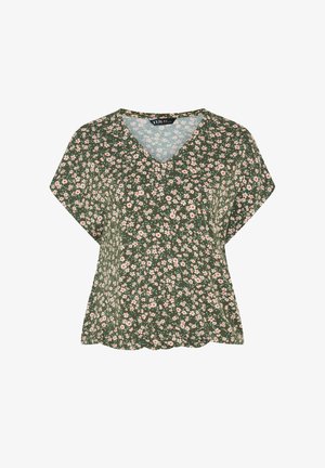Yours Clothing, PLUS SIZE CASUAL TOPS. - Print T-shirt - khaki