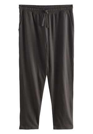 Dunkelgraue, legere Jogginghosen mit elastischem Bund und Kordelzug, mit seitlichen Taschen und einem lockeren, geraden Bein.