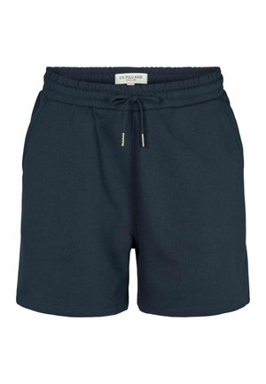 Pantaloni scurți casual bleumarin, cu talie elastică, șnur ajustabil, buzunare laterale și etichetă U.S. Polo Assn. pe partea interioară a taliei.