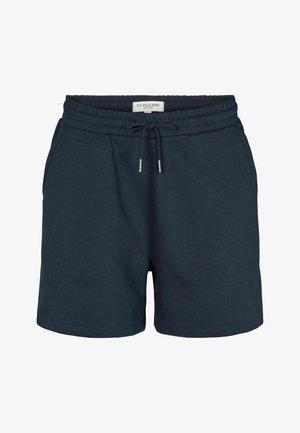 Granatowe casualowe szorty z elastycznym pasem, regulowanym sznurkiem, bocznymi kieszeniami oraz metką U.S. Polo Assn. na wewnętrznym pasku.