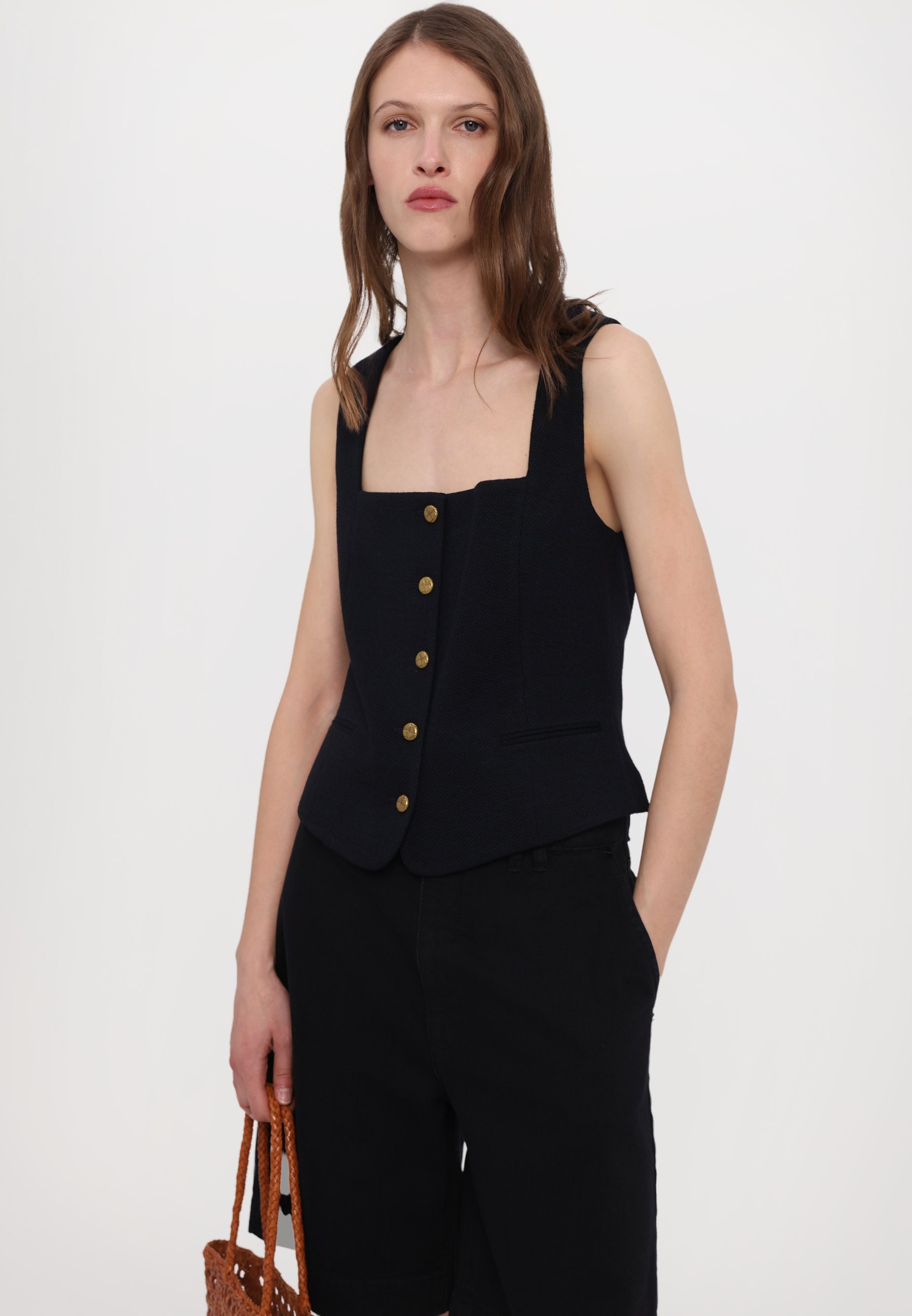 売れ筋商品|||ラグアンドボーン Tシャツ レディース トップス MARIANA TEXTURED - Top - navy Rag & Bone Mariana Textured Vest in Navy | REVOLVE