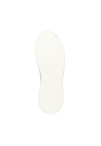 Suola di sneaker bianca con un motivo di grip testurizzato e una sezione centrale liscia, bordi arrotondati e una leggera curvatura per il comfort.