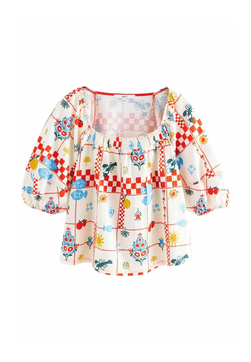 Next REGULAR FIT - VOLUME HALF SLEEVE - Bluse - ecru tablecloth print