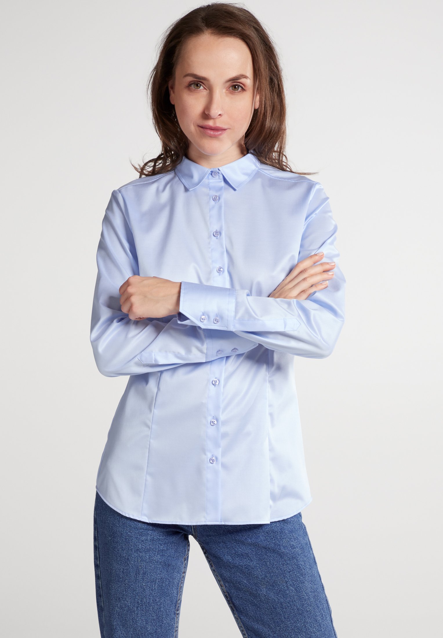 Chemisier Eterna Pastel Rayé - Taille 40, Style Ballonbluse, Occasion Très Bon état