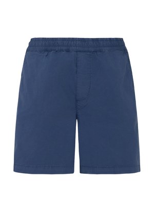 Pantaloncini con vita elastica blu navy, cuciture visibili e tessuto leggero e morbido.