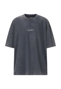 Harmaa ylisuuri puuvillainen t-paita, jossa on pyöreä kaula-aukko ja etupuolella valkoisena painettu teksti "LES' ARCS". Pehmeä pinta, rento istuvuus.