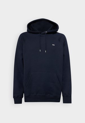 Nāves zila kapuce ar kangaru kabatu, auklītēm un minimālu baltu logotipa detalizāciju. Kokvilnas maisījums, mīksta tekstūra un ribināti piedurknes.