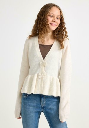 WITH PEPLUM DESIGN  - Cardigan - light beige melange