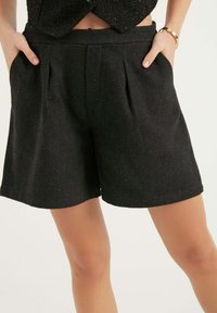 PLEATED LONG SHORTS - Shorts - dark grey