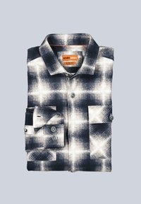 Blau-weiß kariertes Hemd in Slim Fit, mit Knopfdetails, zwei Brusttaschen und einem Kragen. Hergestellt aus leichtem Stoff.