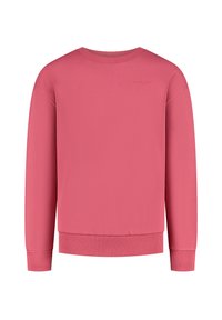 Langsleeve crewneck sweatshirt in effen gedempt roosachtig roze met ribgebreide manchetten en zoom, met subtiele tonale stiksels.