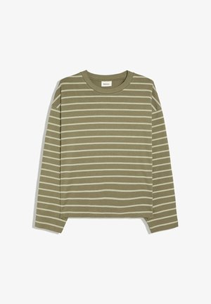 Bershka, LONG SLEEVE STRIPE PRINT - T-SHIRT - Maglietta a manica lunga - khaki