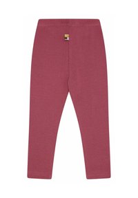 Leggings bordeaux realizzati in morbido cotone. Design aderente con una vita elasticizzata. Presenta un piccolo etichetta multicolore sul retro.