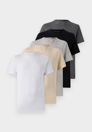 5 PACK - Osnovna majica kratkih rukava - white/off-white/light grey/beige/black