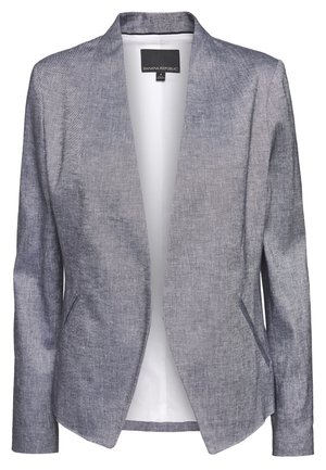 Damegrå skræddersyet blazer med noteløse revers, lange ærmer, forlommer og et Banana Republic-mærke inde i kraven.