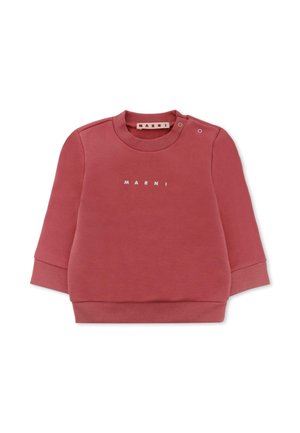 Katoenen sweatshirt in stofroze met lange mouwen, geribbelde halslijn en manchetten, met het "MARNI" logo in het wit op de voorkant. Twee drukknoopjes op de schouder.