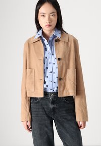 KARL LAGERFELD JACKET - Jachetă piele - nougat