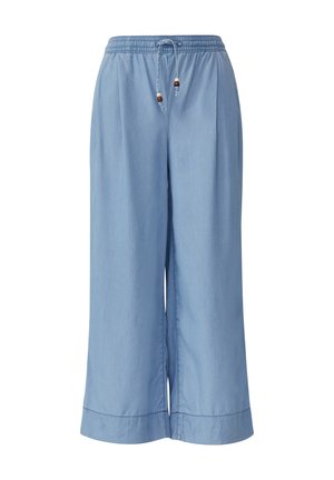 s.Oliver CULOTTE SURI RELAXED FIT WIDE LEG ELASTISCHE BAND - Stoffhose - blau