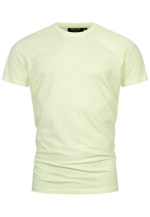 Lichtgeel t-shirt met korte mouwen van zacht katoen, voorzien van een ronde hals en een klein logo detail op de borst.