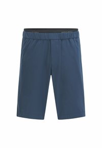 Námořnické modré šortky vyrobené z lehkého materiálu s elastickým pasem a logem. Jednoduchý design se stříháním rovného střihu a bez kapes.