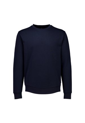 Marineblauwe sweatshirts van katoenmix, met een ronde hals, lange mouwen, ribgebreide manchetten en een rechte zoom. Geen patronen of logo's.