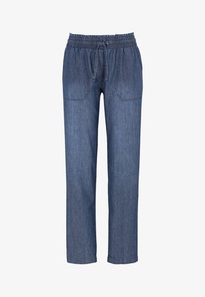 Afslappede denimbukser med elastisk talje og justerbar snor. Har to frontlommer og et lige ben-design.