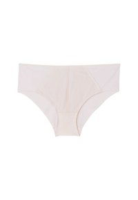 Mutandine hipster beige caratterizzate da un tessuto liscio e stretch e un design a pannello testurizzato al centro frontale e sui lati.