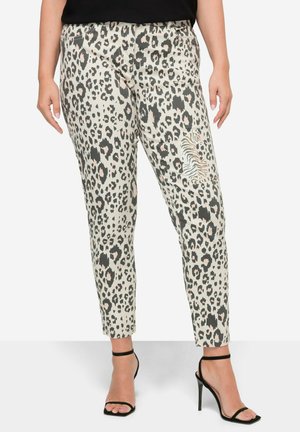 LEOPARD PATTERN WITH TIGER PRINT - Pantalon classique - dark putty
