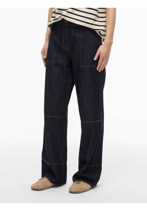 MID-WAIST - Wide Leg - dark blue denim