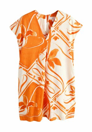 TALL FIT - SHORT SLEEVE V-NECK KAFTAN MINI  - Hverdagskjole - orange tile print