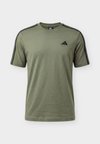 ESSENTIALS 3 STRIPES LEFT CHEST - Αθλητικό μπλουζάκι - olive four/black