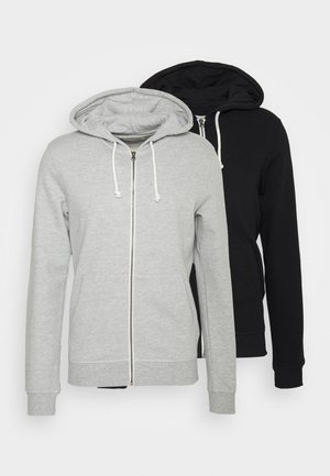 2 PACK - Zip-up sweatshirt - black/mottled light grey