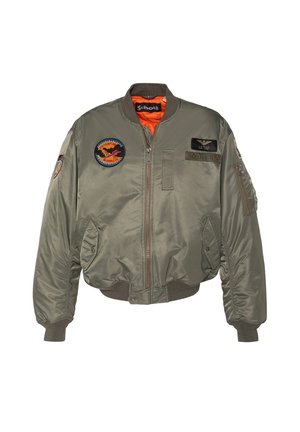 Schott, MA-1-STYLE BOMBER JACKET WITH PATCHES - Blouson Bomber - vert