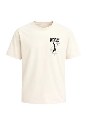 Neverless, HERREN T-SHIRT - SPORTS DESIGN RELENTLESS- OVERSIZED RELAXED FIT - T-Shirt print - hell-beige