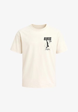 Neverless, HERREN T-SHIRT - SPORTS DESIGN RELENTLESS- OVERSIZED RELAXED FIT - T-Shirt print - hell-beige