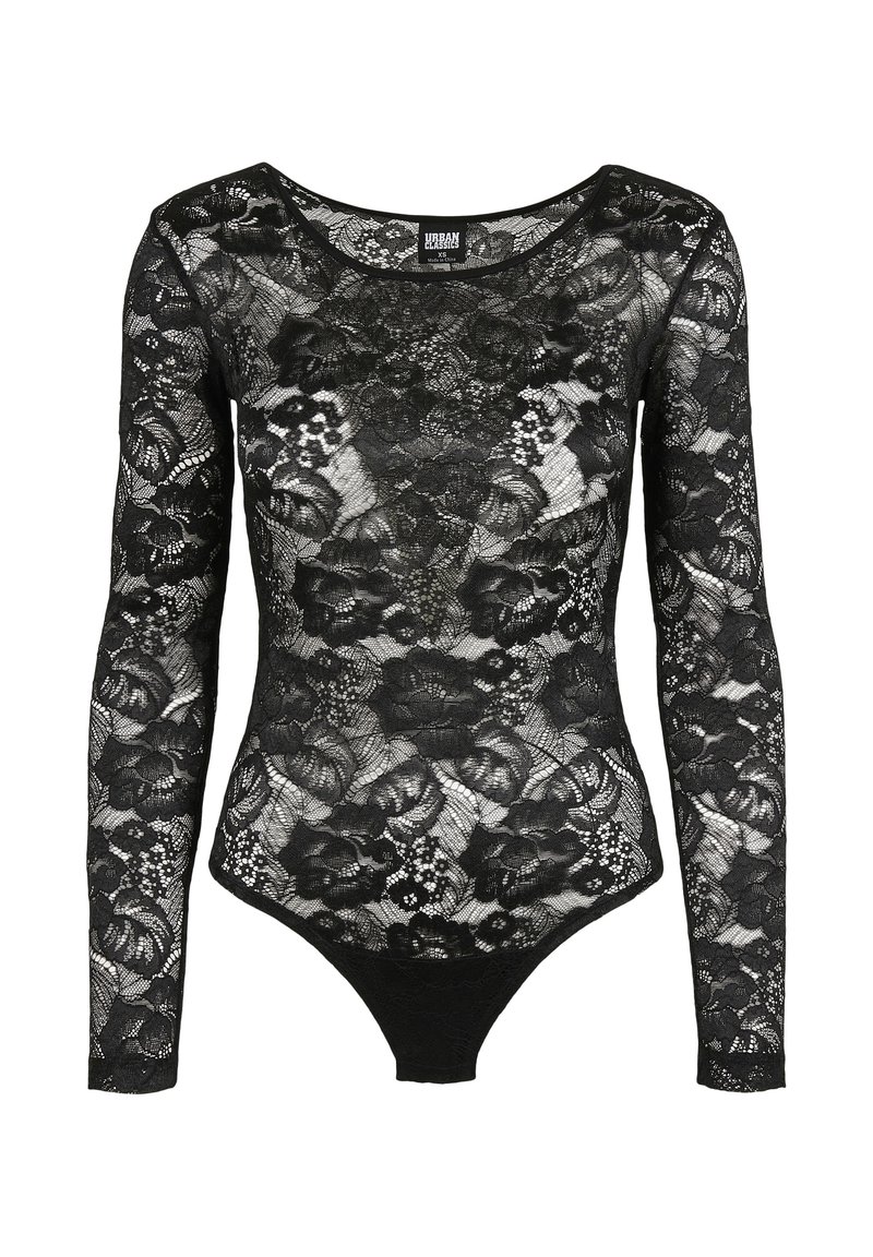 Urban Classics Ladies Cropped Lace Longsleeve T-Shirt – Maglietta Donna A Manica Lunga In Pizzo