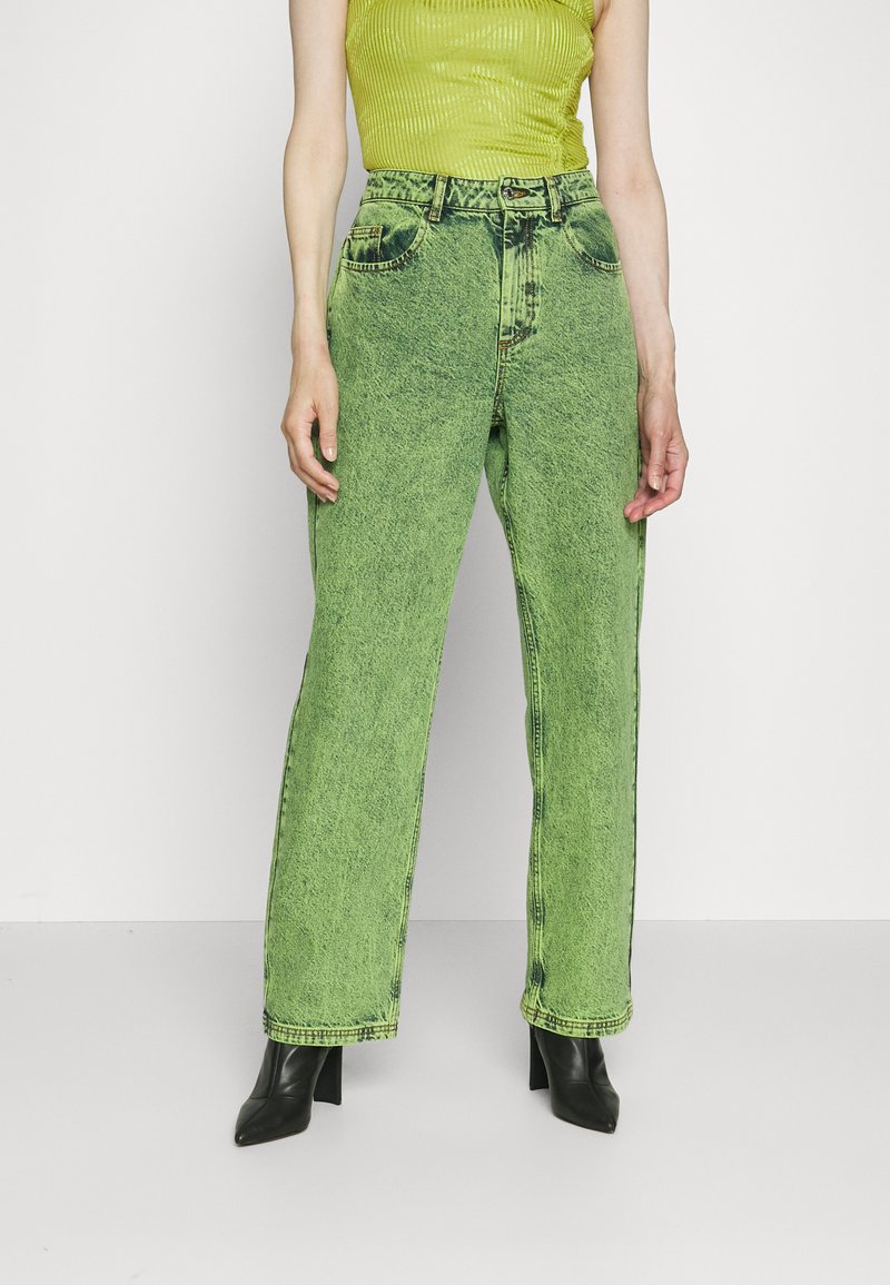 HOSBJERG LEAH ACID PANTS Jeans Straight Leg lime green denim/grün