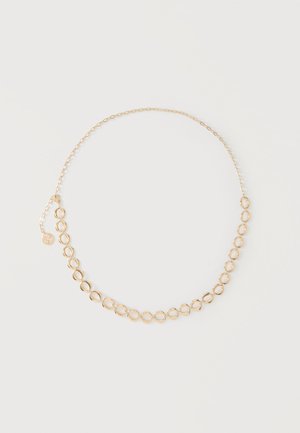 Collier délicat en chaîne d'or avec maillons ovales interconnectés et fermoir ajustable avec un petit pendentif rond.