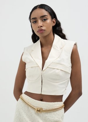 Calliope CROP CON COPPE  - Smanicato - bianco