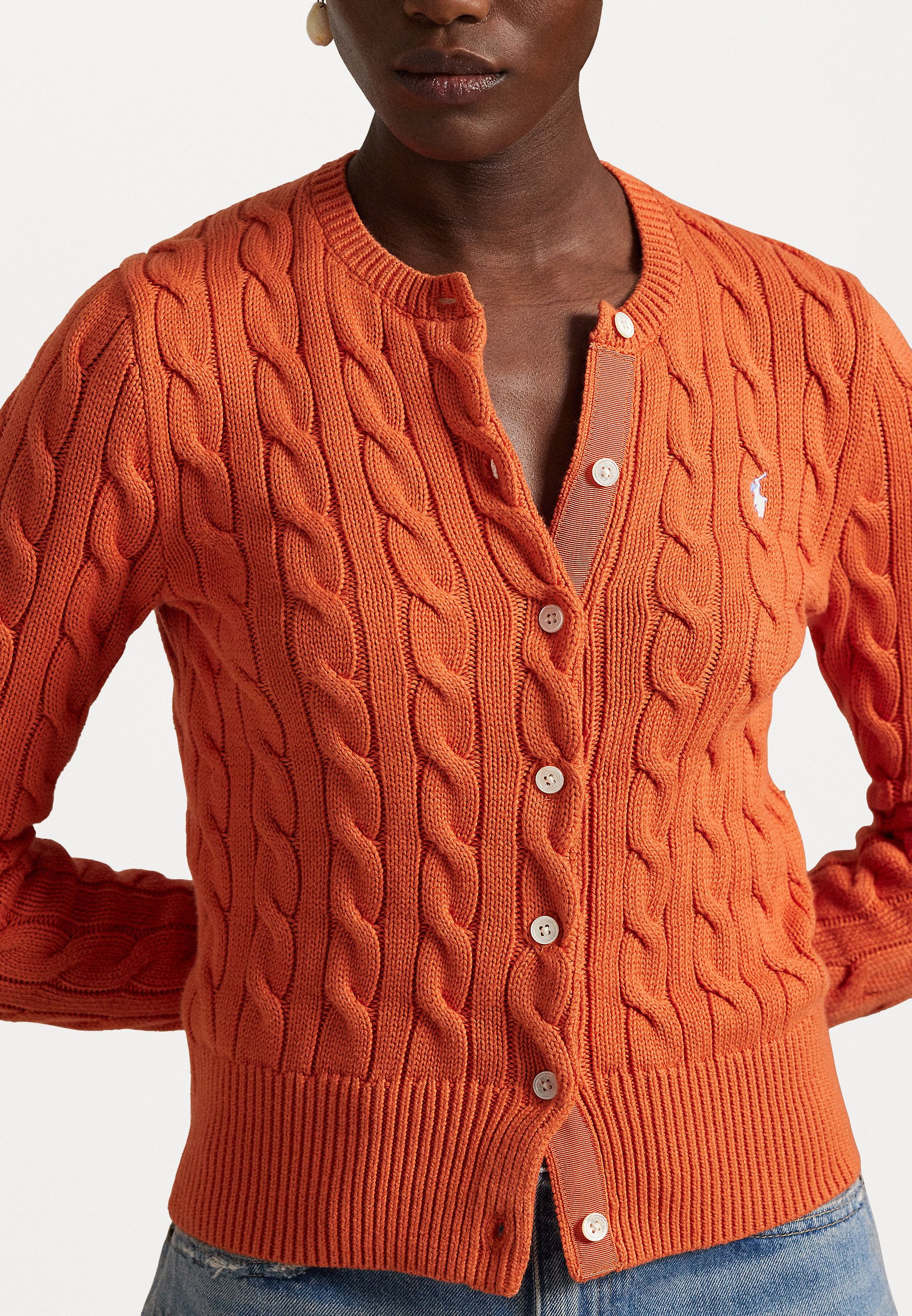 Polo Ralph Lauren CABLE KNIT COTTON CREWNECK CARDIGAN - Cardigan