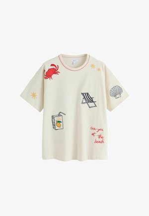 Next, Tricou cu imprimeu - cream embroidered