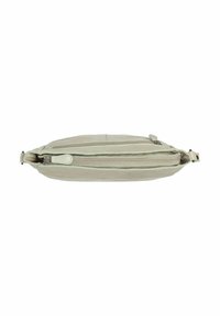 Borsa a tracolla in pelle grigia chiara con due scomparti con zip, design piatto e dettagli di cucitura sottili. Inclusa una tracolla regolabile.