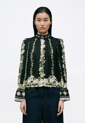 MARION CROPPED BLOUSE - Blúzka - black/multi-coloured
