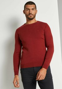 TOM TAILOR CREW NECK  - Strickpullover - dark chili melange