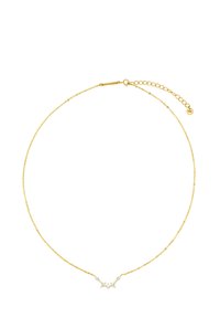 Goldkette mit einem filigranen Design, featuring funkelnde klare Kristalle in symmetrischer Anordnung in der Mitte. Verstellbare Länge.