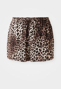 Luipaardprint short met een elastische tailleband en koord. Gemaakt van zachte stof met een gladde textuur. Casual ontwerp, midden boven de knie.