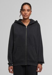 Urban Classics VINTAGE HEAVY - Majica s kapuljačom i patentnim zatvaračem - black