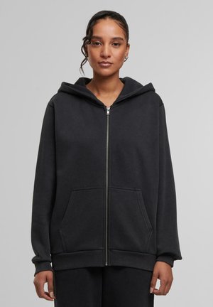 Urban Classics VINTAGE HEAVY - Zip-up sweatshirt - black