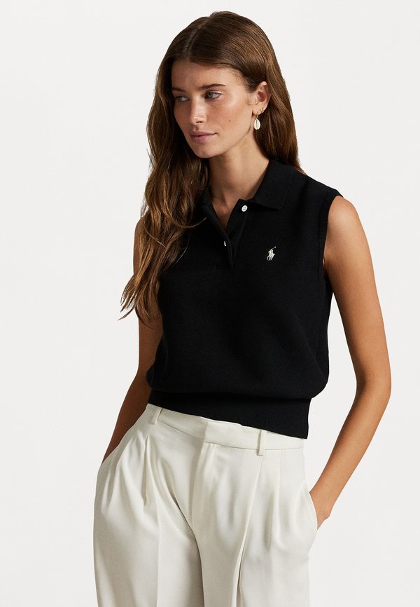 COTTON CROPPED SLEEVELESS POLO JUMPER - Jumper