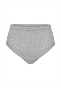 Grijze high-waisted slip van zachte stof met een gladde textuur. Heeft een brede tailleband en naadloze randen voor optimaal comfort.
